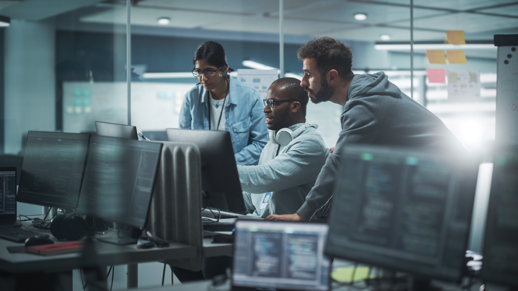 Group of professionals meeting in a modern office